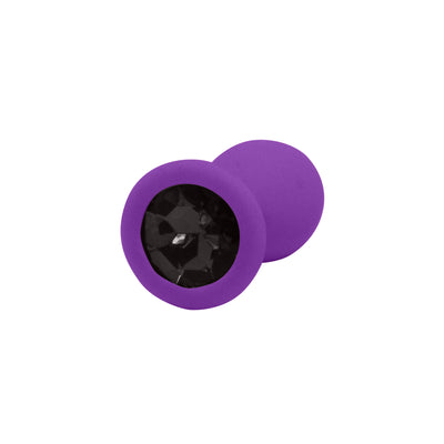 Fetish Pleasure Play Small Purple Silicone Black Jewel Butt Plug