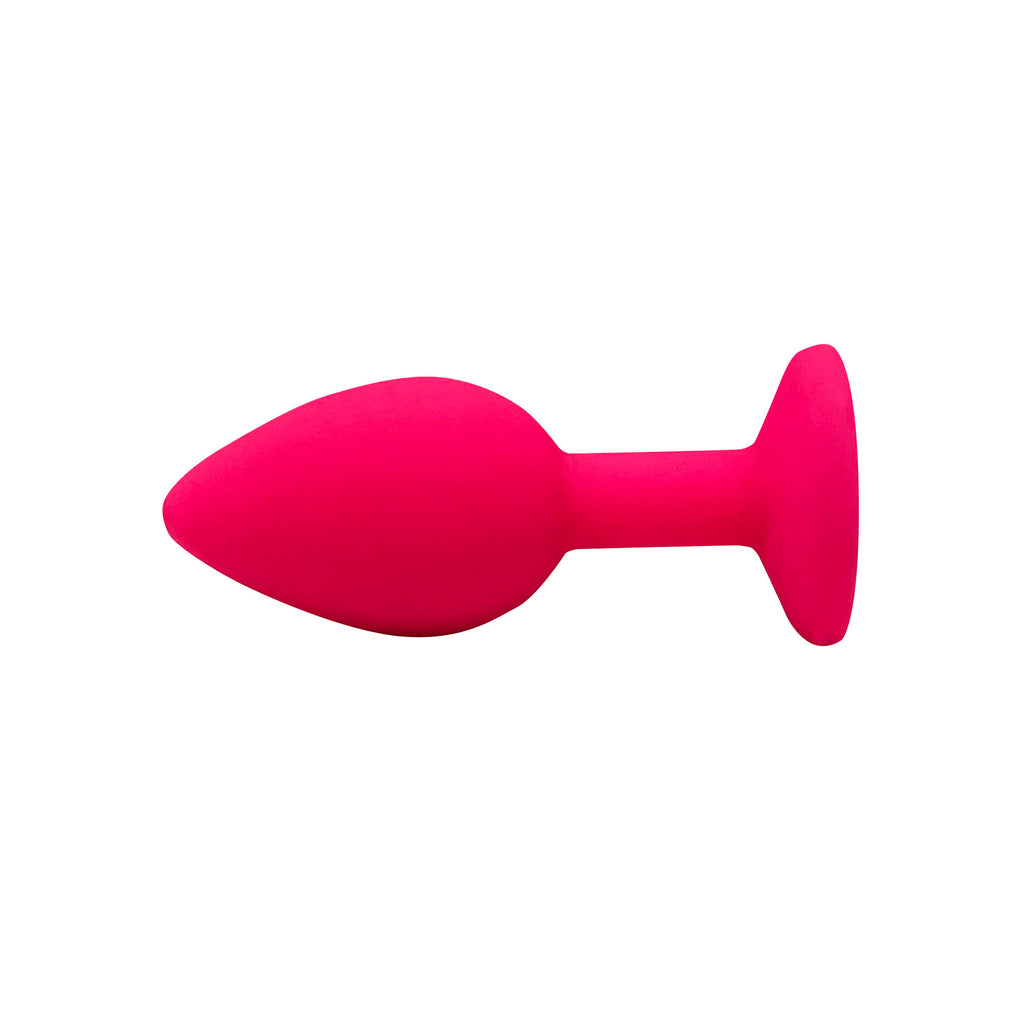 Fetish Pleasure Play Small Pink Silicone Red Jewel Butt Plug