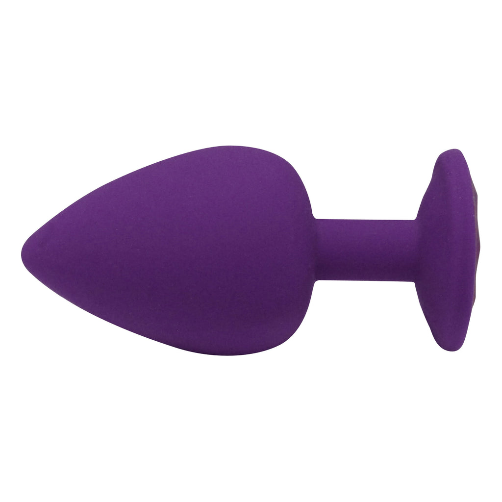 Fetish Pleasure Play Large Purple Silicone Red Jewel Butt Plug