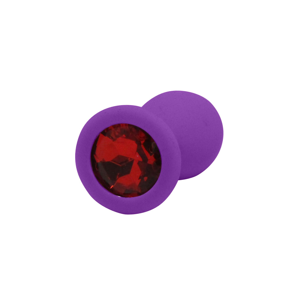 Fetish Pleasure Play Large Purple Silicone Red Jewel Butt Plug