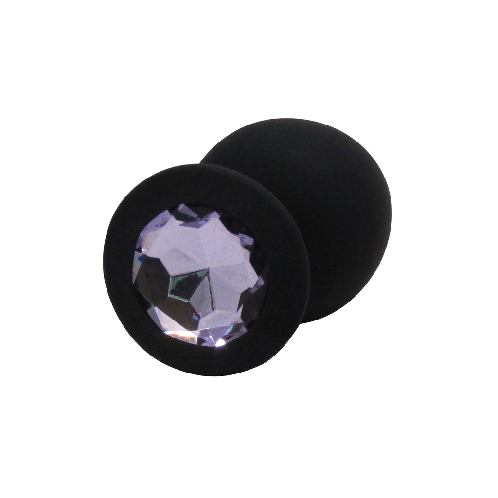 Fetish Pleasure Play Large Black Silicone Light Purple Jewel Butt Plug