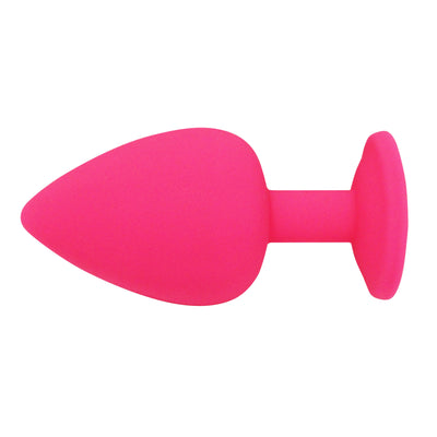 Fetish Pleasure Play Large Pink Silicone Green Jewel Butt Plug