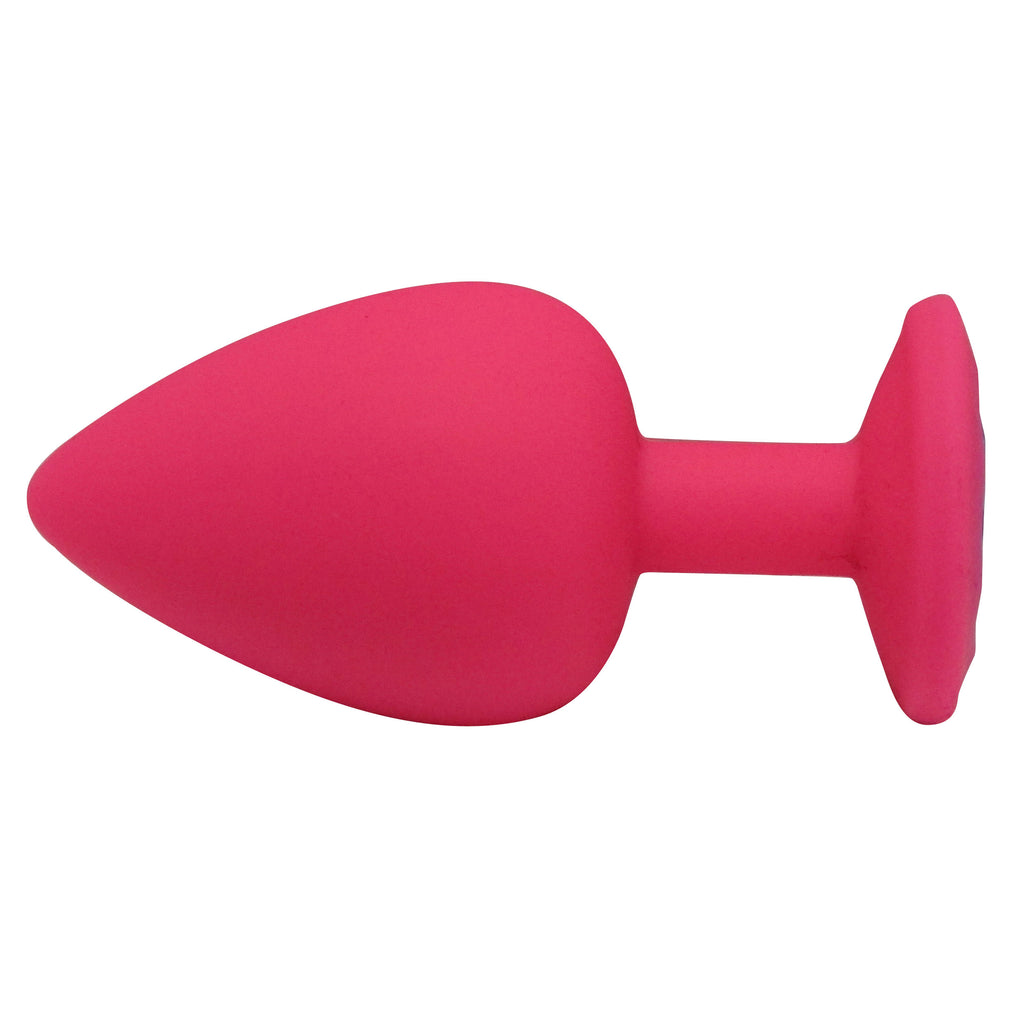 Fetish Pleasure Play Large Pink Silicone Light Blue Jewel Butt Plug