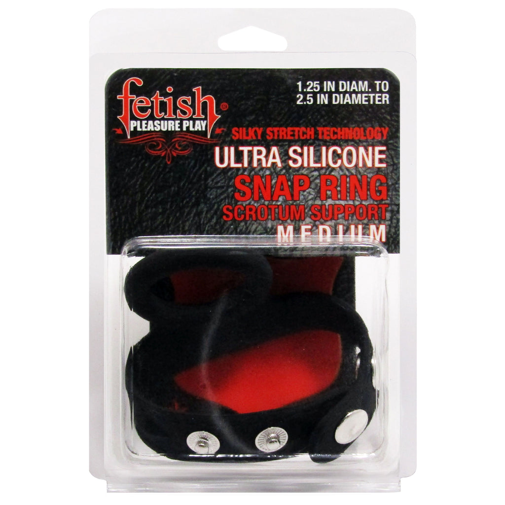 Fetish Pleasure Play Medium Snap Ring w/Scrotum Support