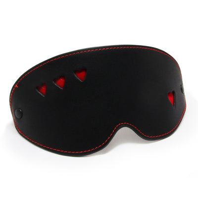 Fetish Pleasure Play Red Hearts Leather Blindfold