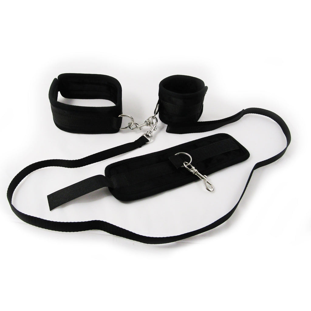 Fetish Pleasure Play Black Velvet Collar and Cuffs