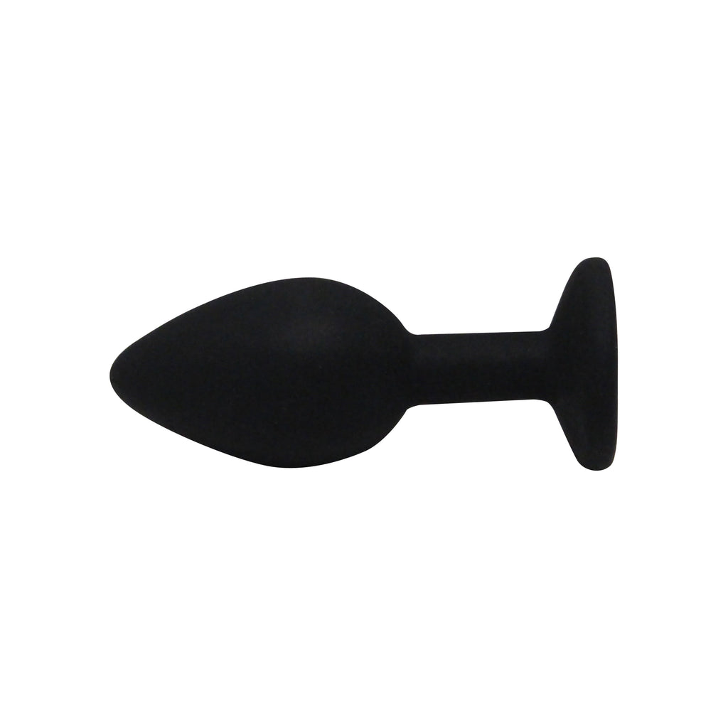 Fetish Pleasure Play Small Black Silicone Red Jewel Butt Plug