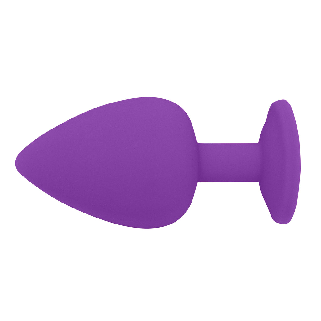 Fetish Pleasure Play Medium Purple Silicone Green Jewel Butt Plug