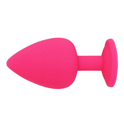 Fetish Pleasure Play Medium Pink Silicone Pink Jewel Butt Plug