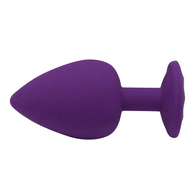 Fetish Pleasure Play Large Purple Silicone Pink Jewel Butt Plug