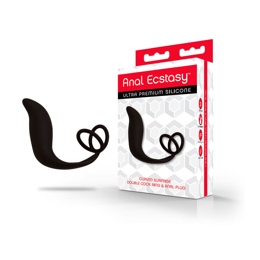 Anal Ecstasy Curved Surprise Double Cock Ring & Anal Plug | Castle Megastore Anal Ecstasy Curved Surprise Double Cock Ring & Anal Plug | Castle Megastore