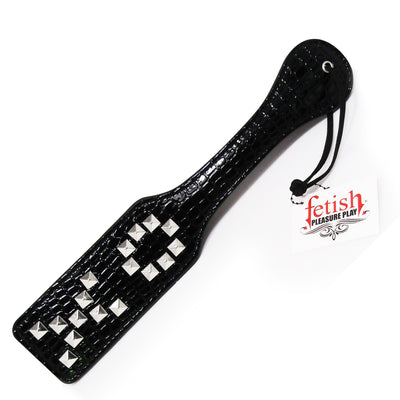 Fetish Pleasure Play XO Studded Black Paddle