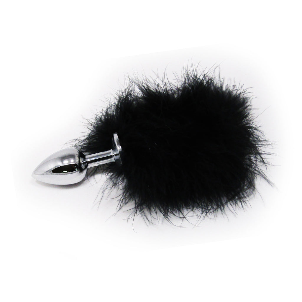 Fetish Pleasure Play Black Bunny Tail Metal Plug