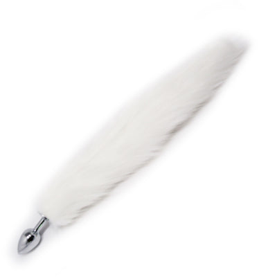 Fetish Pleasure Play White Fox Tail Metal Plug