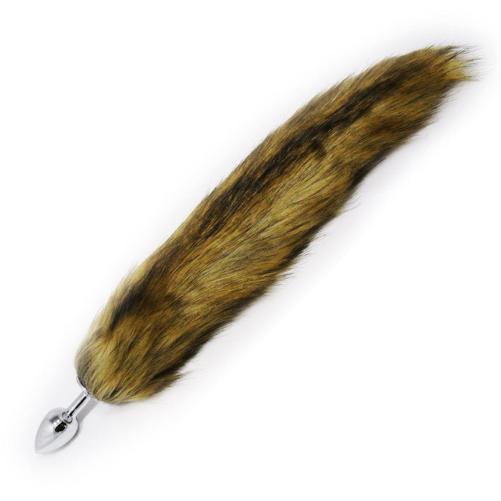 Fetish Pleasure Play Brown Fox Tail Metal Plug