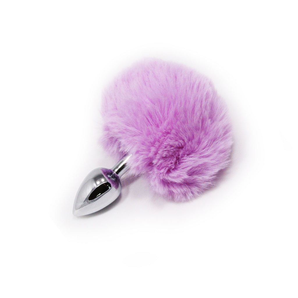 Fetish Pleasure Play Purple Bunny Tail Metal Plug