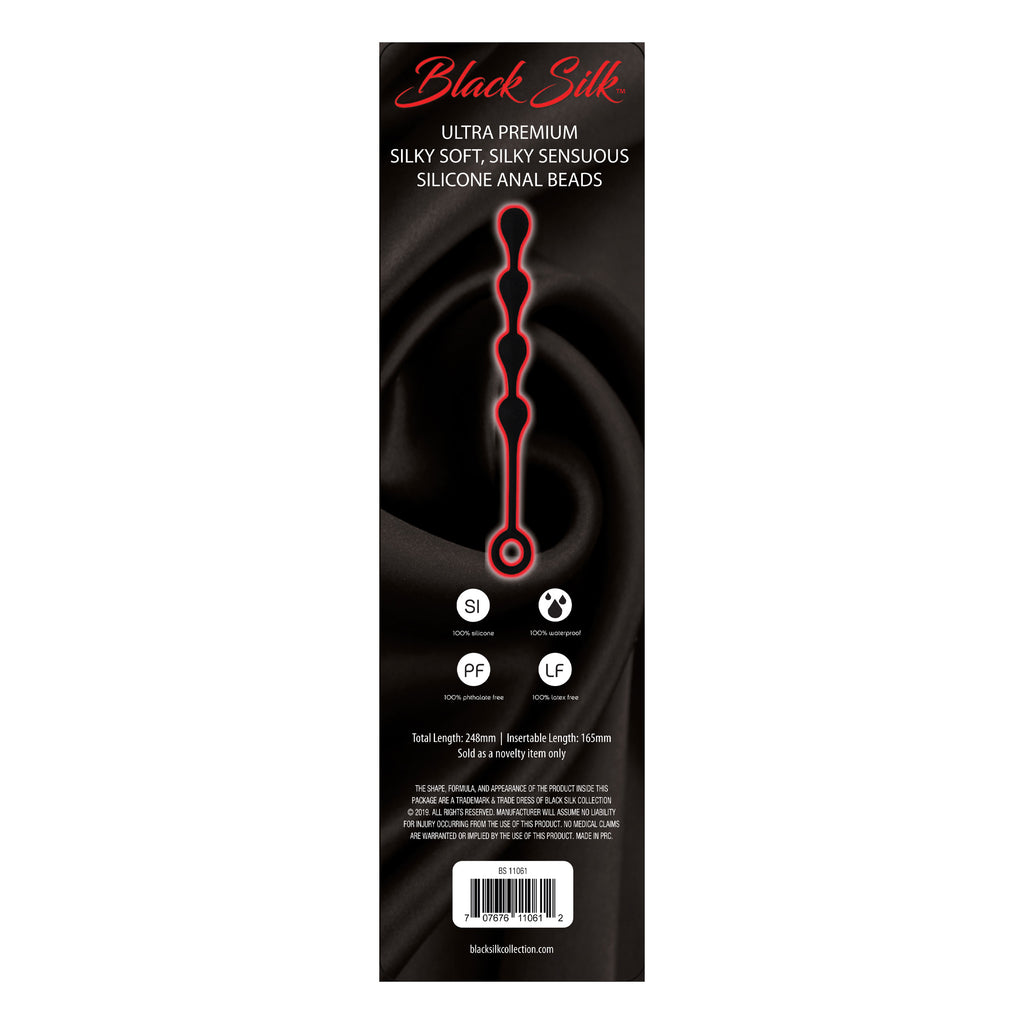 Black Silk Small 4 Teardrop Anal Beads
