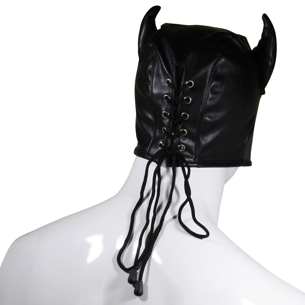 Fetish Pleasure Play Black Horns Hood