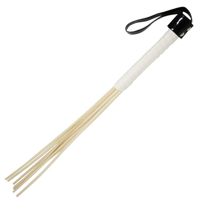 Fetish Pleasure Play Cane w/8 Rattans - White Handle