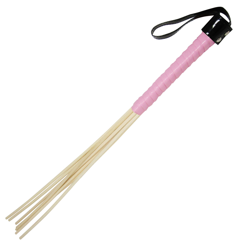Fetish Pleasure Play Cane w/8 Rattans - Pink Handle