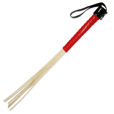 Fetish Pleasure Play Cane w/8 Rattans - Red Handle