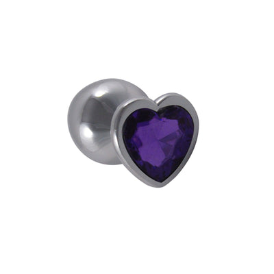 Fetish Pleasure Play Small Heart Plug w/Purple Jewel