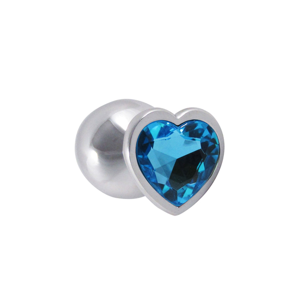 Fetish Pleasure Play Small Heart Plug w/Light Blue Jewel