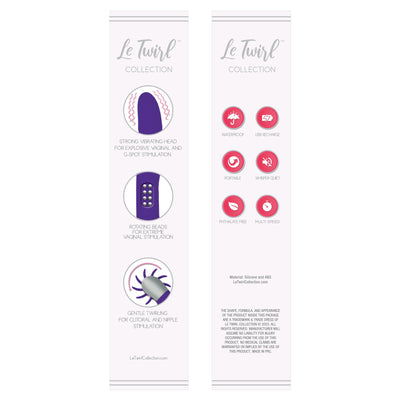 The Le Twirl Dual Action Rabbit Vibrator gives G-Spot Stimulation Rotating beads for Vaginal Stimulation and Gentle Twirling Function for Clitoral and Nipple Stimulation