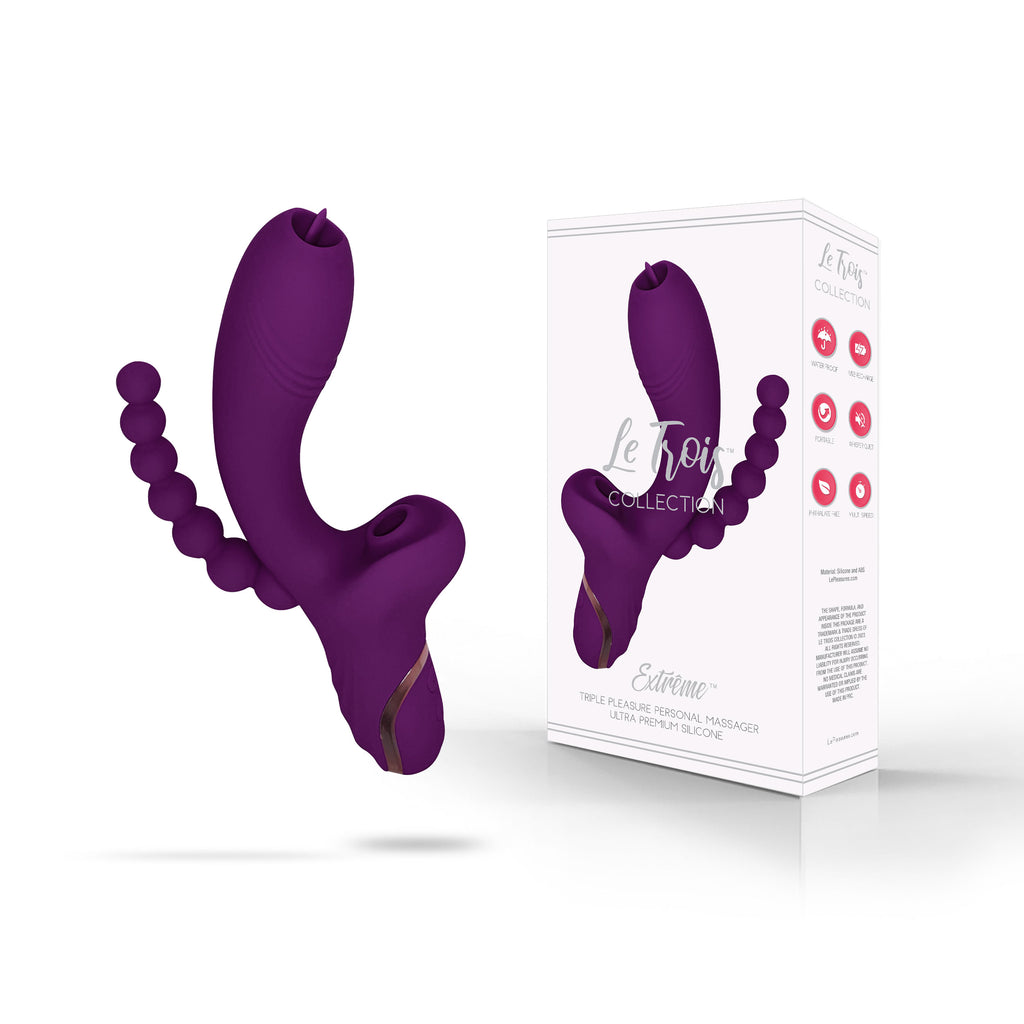 THE LE TROIS EXTREME TRIPLE ACTION VIBRATOR - PURPLE THE LE TROIS EXTREME TRIPLE ACTION VIBRATOR - PURPLE