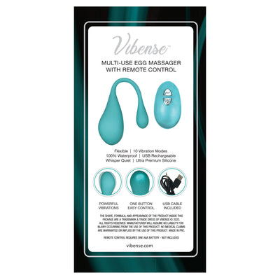 THE VIBENSE PLEASURE EGG MASSAGER WITH REMOTE - Teal