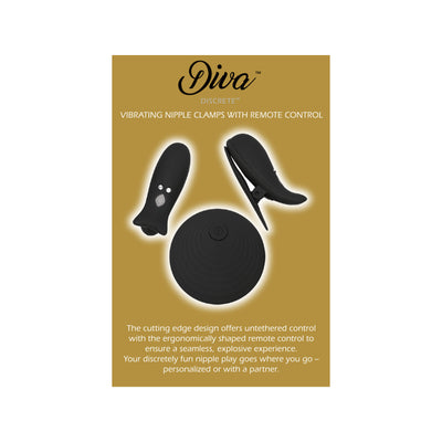 THE DIVA DISCRETE VIBRATING NIPPLE CLAMPS WITH REMOTE - BLACK