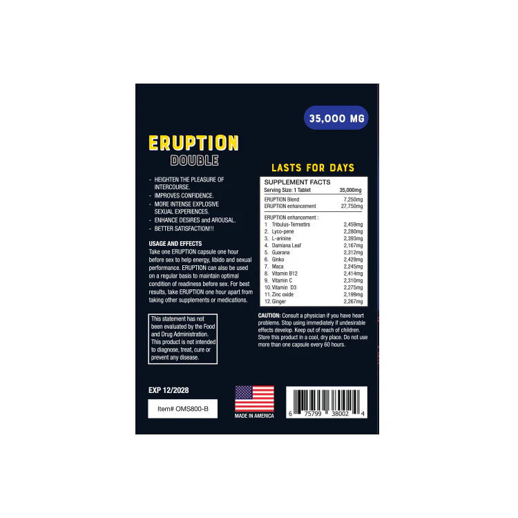 Eruption Double 35MG Male Sexual Enhancement Supplement - 2 Capsules