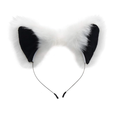 FAUX WHITE AND BLACK FOX TAIL WITH EARS ANAL PLUG SET