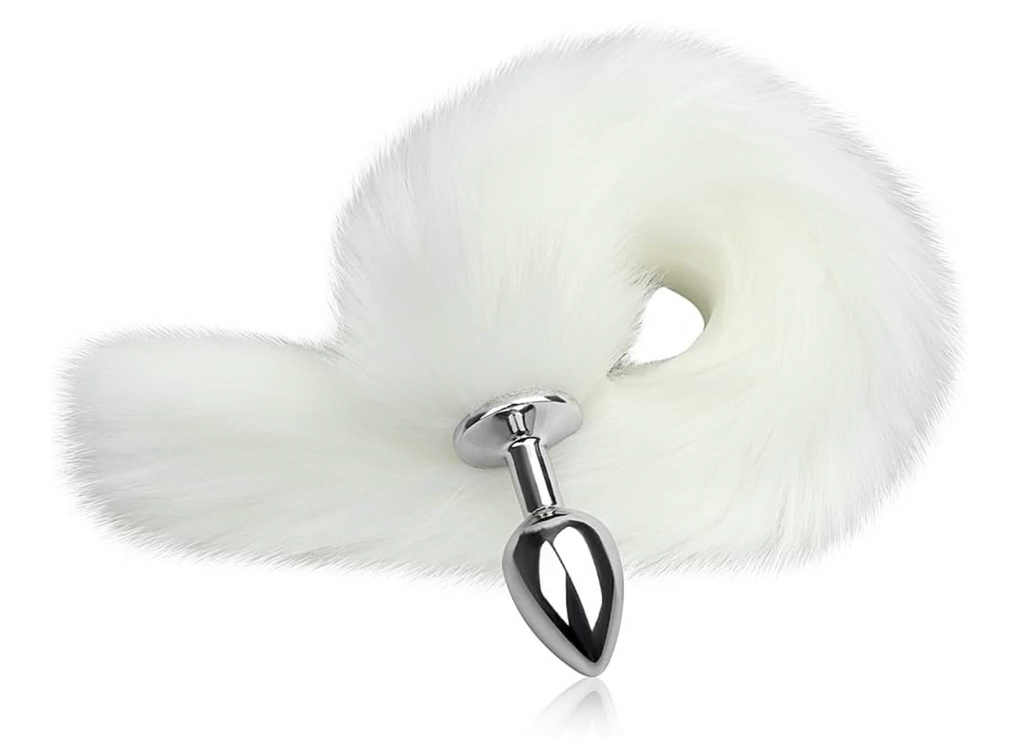 FAUX WHITE FOX TAIL WITH EARS ANAL PLUG SET