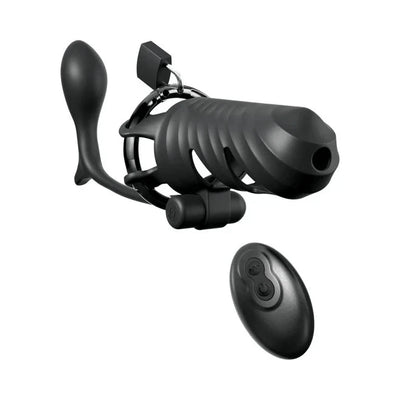 Locking Vibrating Cock Blocker with Ass-Gasm Plug and Remote by Fantasy C-Ringz