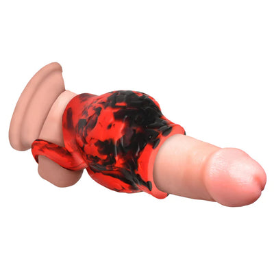 Hell Hound Silicone Penis Sleeve + Ball Stretcher - Medium by Creature Cocks