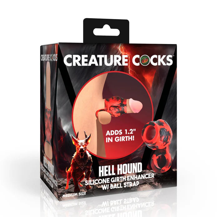 Hell Hound Silicone Penis Sleeve + Ball Stretcher - Medium by Creature Cocks