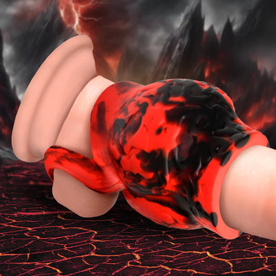 Hell Hound Silicone Penis Sleeve + Ball Stretcher - Medium by Creature Cocks