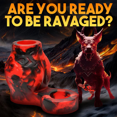 Hell Hound Silicone Penis Sleeve + Ball Stretcher - Medium by Creature Cocks