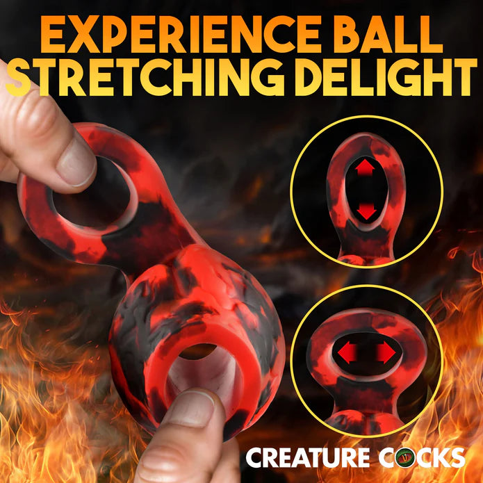 Hell Hound Silicone Penis Sleeve + Ball Stretcher - Medium by Creature Cocks