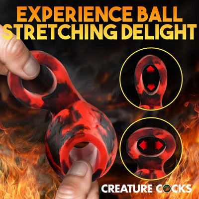 Hell Hound Silicone Penis Sleeve + Ball Stretcher - Medium by Creature Cocks
