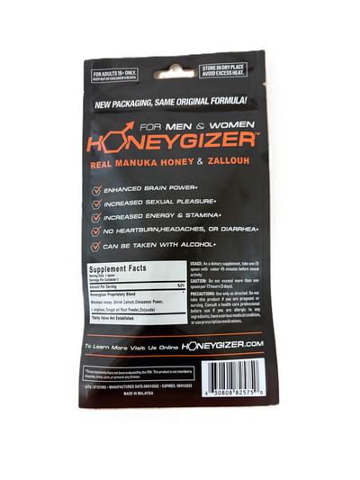 Honeygizer All-Natural Sexual Enhancement with Real Manuka Honey - 1 Spoon