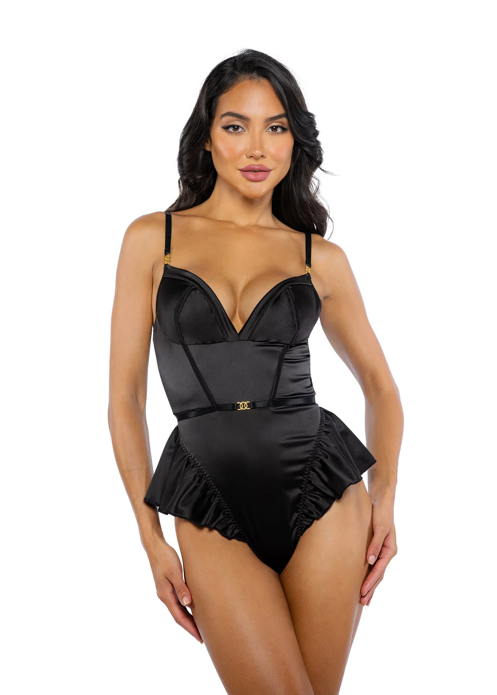 Cleopatra Satin Romper, Black