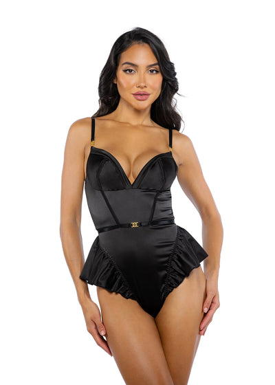Cleopatra Satin Romper, Black