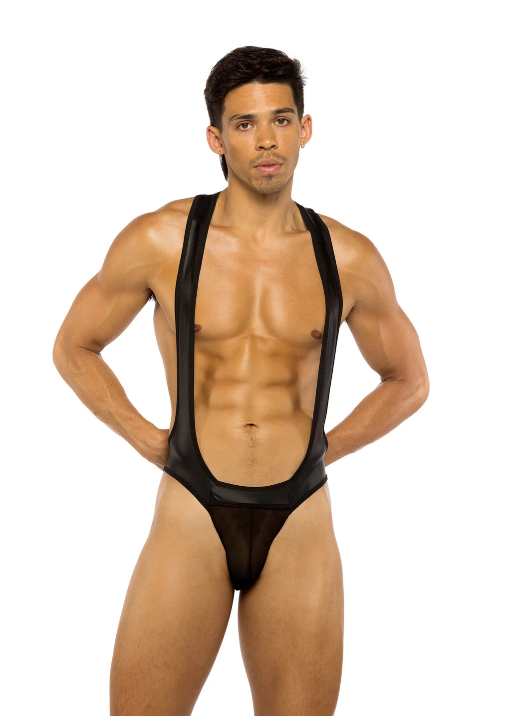 Wrestling Leotard Jockstrap Singlet, Black