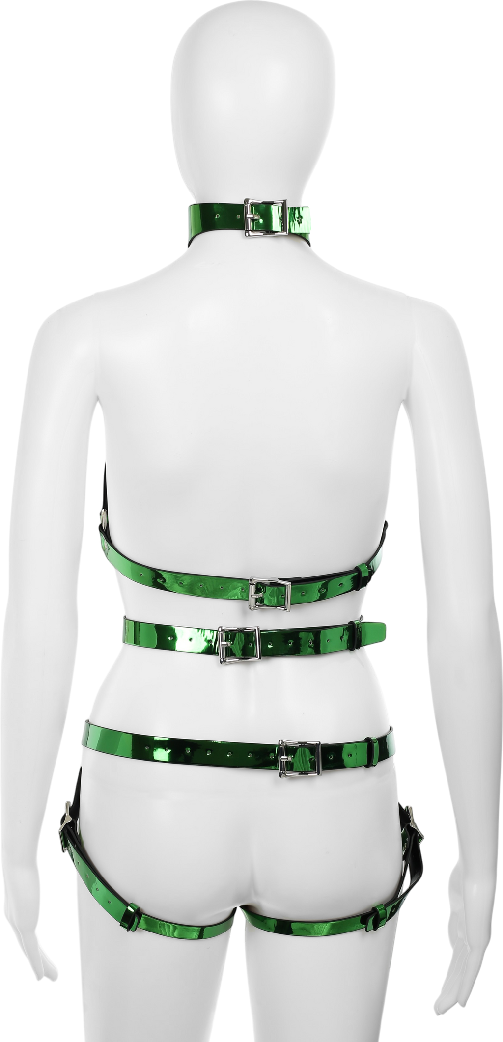 Metallic Green Vegan Leather 2 Piece Body Harness by Fetish Pleasure Play - One Size