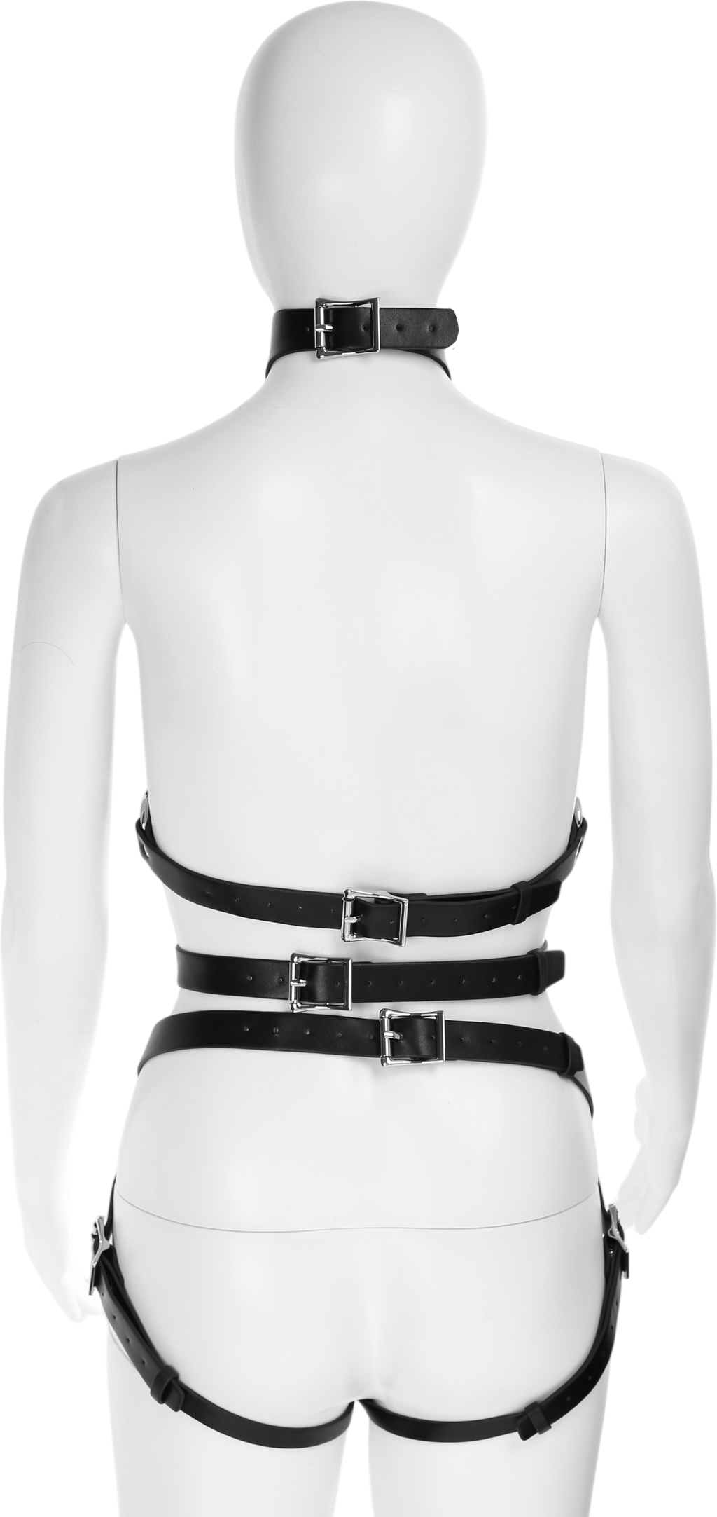 Black Vegan Leather 2 Piece Body Harness by Fetish Pleasure Play - One Size