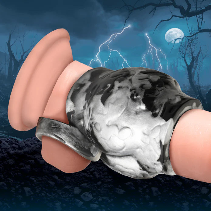Night Prowler Silicone Penis Sleeve + Ball Stretcher - Medium by Creature Cocks