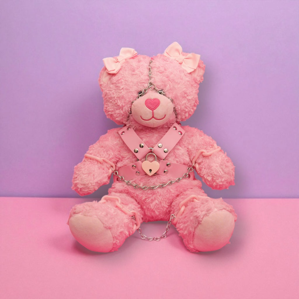 Plush Bondage Teddy Bear by Fetish Pleasure Play in Pink