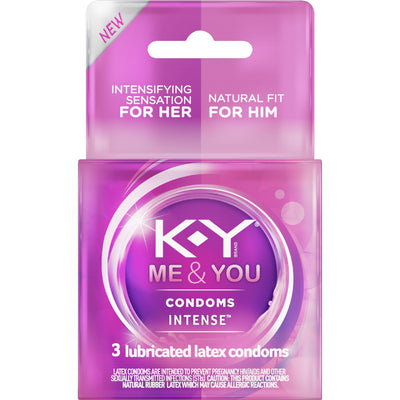 K-Y Me & You Intense Lubricated Latex Condoms - 3 pk